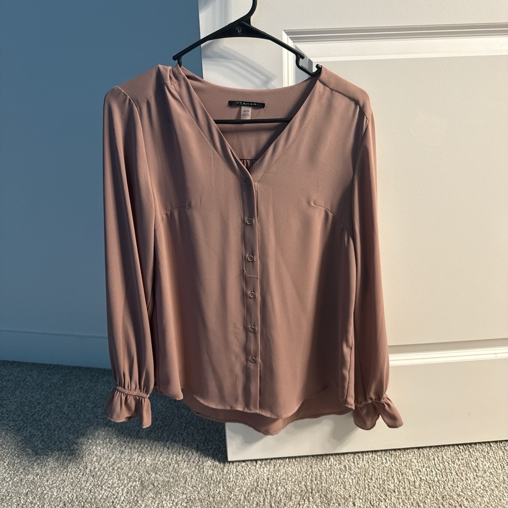 T Tahari Mauve Button-Up Blouse